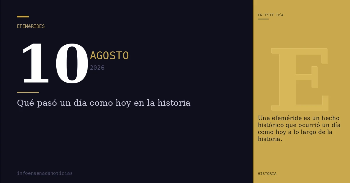 Efemérides del 10 de agosto de 2026: ¿Qué se conmemora?