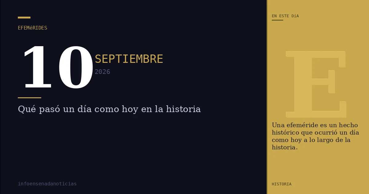 Efemérides del 10 de septiembre de 2026: ¿Qué se conmemora?