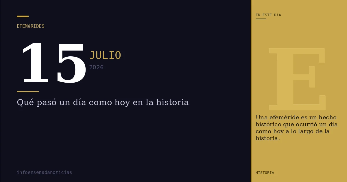 Efemérides del 15 de julio de 2026: ¿Qué se conmemora?