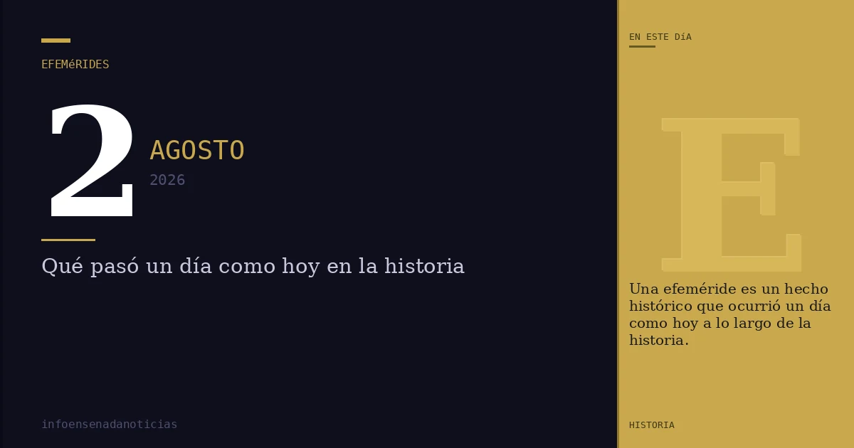 Efemérides del 2 de agosto de 2026: ¿Qué se conmemora?