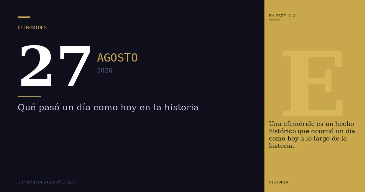 Efemérides del 27 de agosto de 2026: ¿Qué se conmemora?