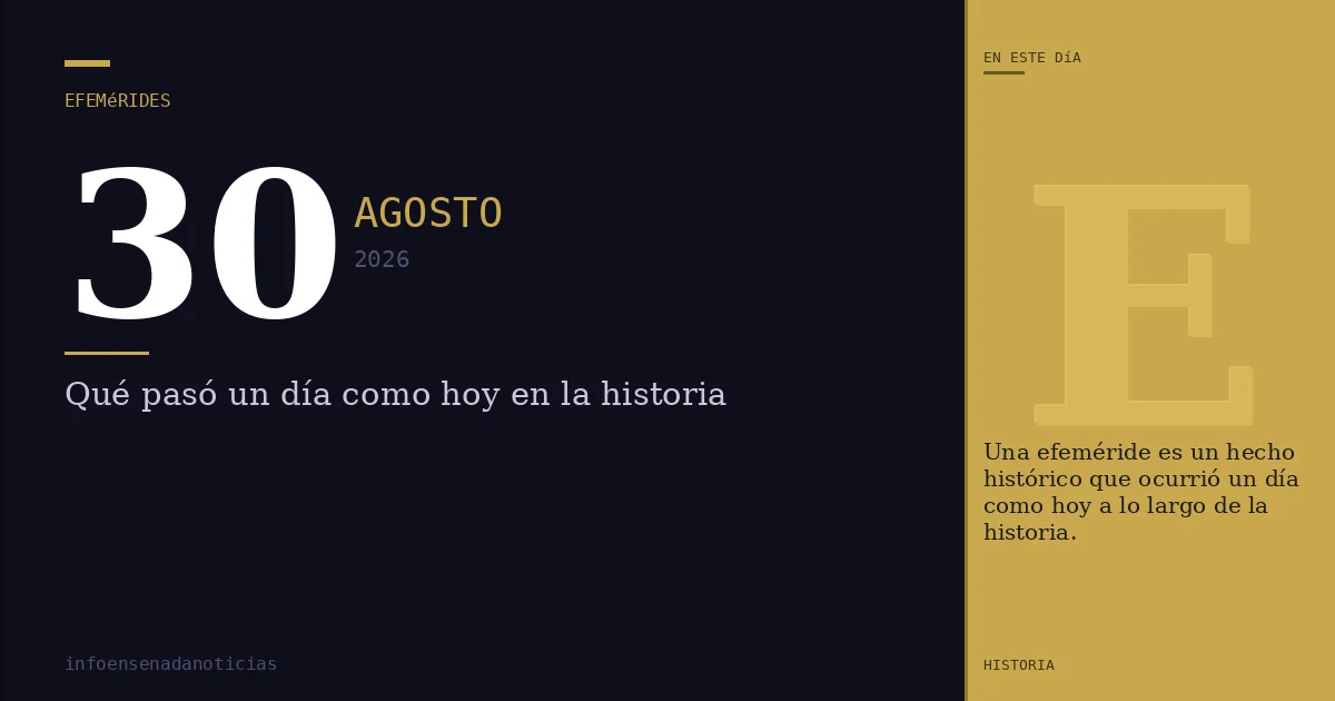 Efemérides del 30 de agosto de 2026: ¿Qué se conmemora?