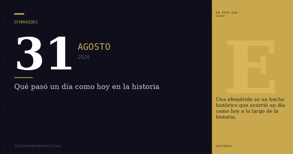 Efemérides del 31 de agosto de 2026: ¿Qué se conmemora?