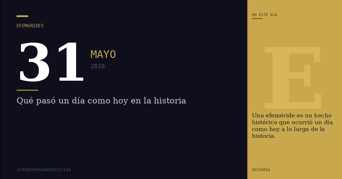 Efemérides del 31 de mayo de 2026: ¿Qué se conmemora?