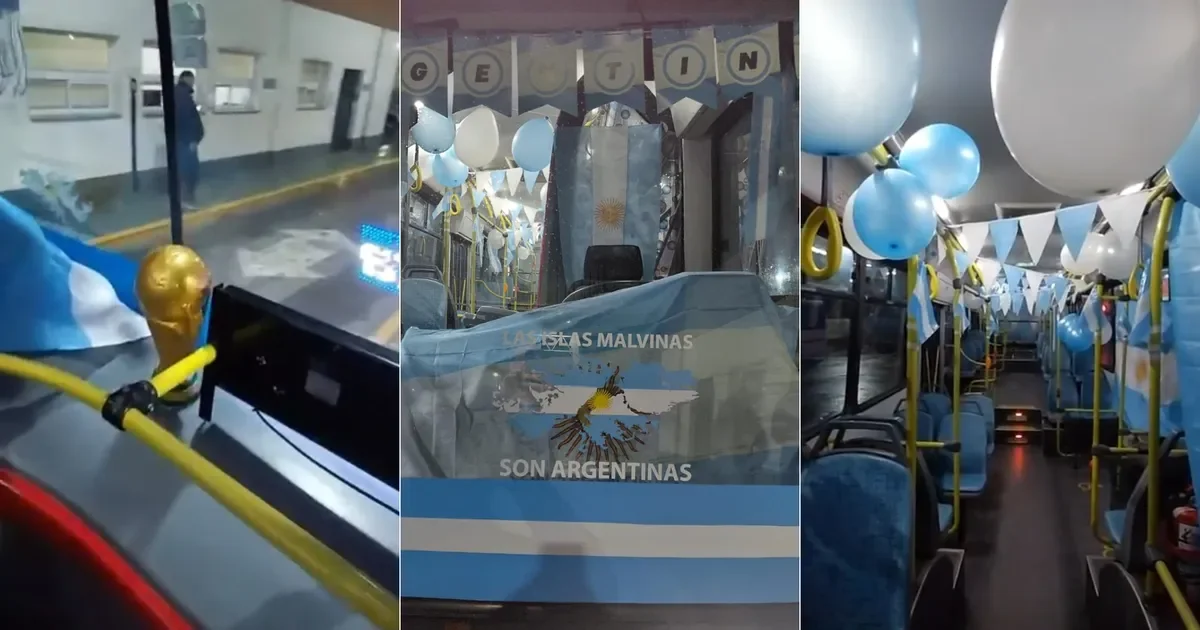 Línea Oeste se prepara para la final del Mundial con micros personalizados y mensaje de Malvinas