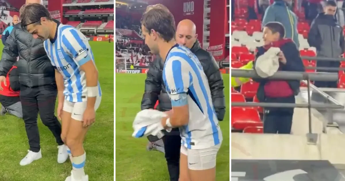 Santiago Sosa comparte un emotivo encuentro con un niño de Estudiantes tras la derrota en el clásico